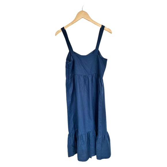 Frank and Oak Navy Blue Button Down Ruffle Sun Dress Sleeveless Size Medium - Picture 11 of 15